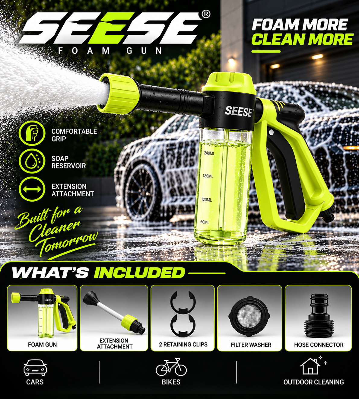 SEESE Car Wash Foam Gun complete kit